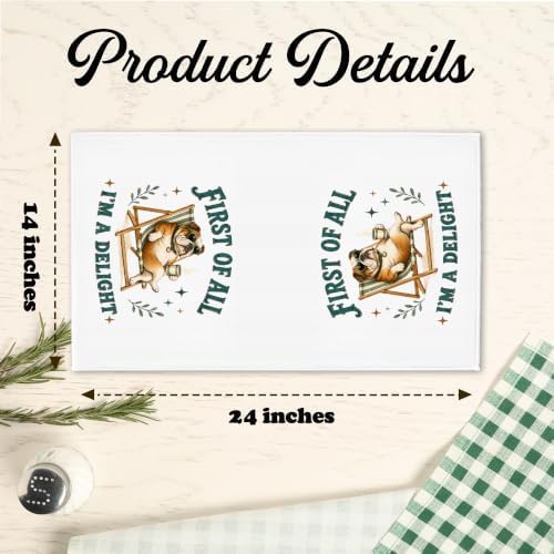 English Bulldog Kitchen Towel, Cute Dog Hand Towel, Funny Dog Lover Gift - Image 2