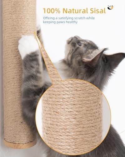 Aechonow 34" Cat Scratching Post, Wood Wall Mounted Cat Scratcher - Image 5