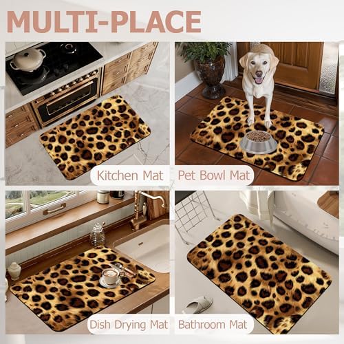 Non Slip Bath Mat, Leopard Print Bathroom Decor, Skin Texture Diatomaceous Bath - Image 7