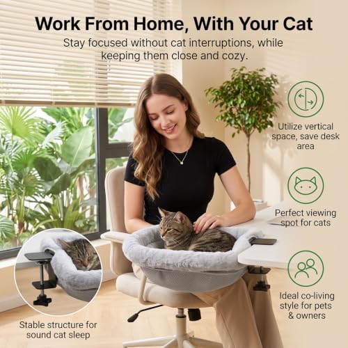 SWIND Cat Desk Bed, Adjustable Cat Desk Hammock, Cat Bed - Image 2