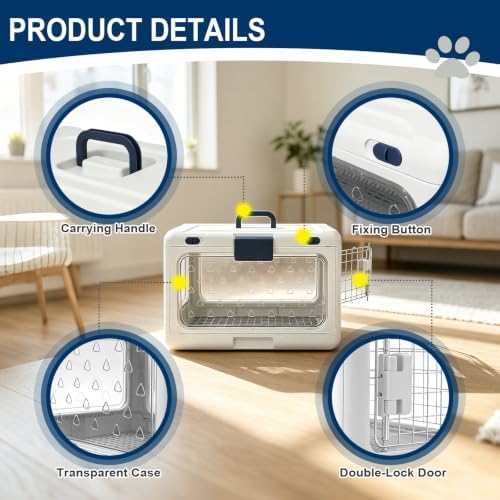 Collapsible Hard Cat Carrier Small Dog Cat Travel Crate Pet Clear - Image 4