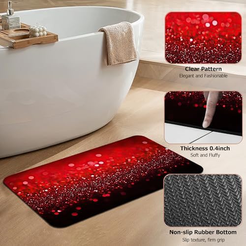 Diatomaceous Earth Bath Mat, Glitter Non-Slip Thin Absorbent Fast Drying Easy - Image 4