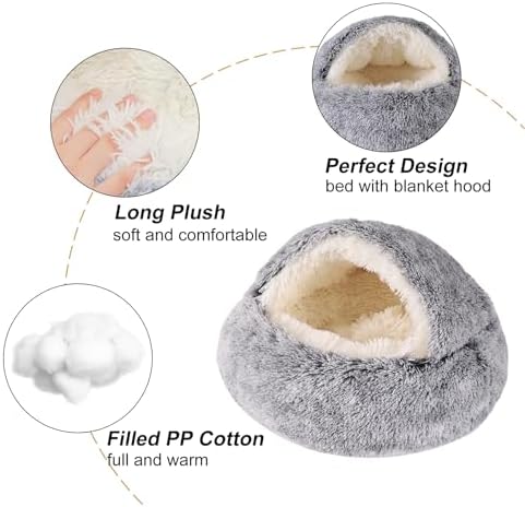 Hooded Dog Bed for Small Dogs, Nest Dog Beds, Washable Cute Cat Cave Bed - Image 3