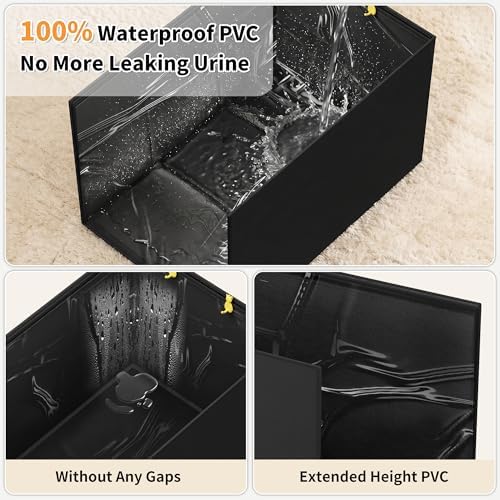 Aokeyee Black Cat Litter Box Enclosure High PVC Splash Guard - Image 2