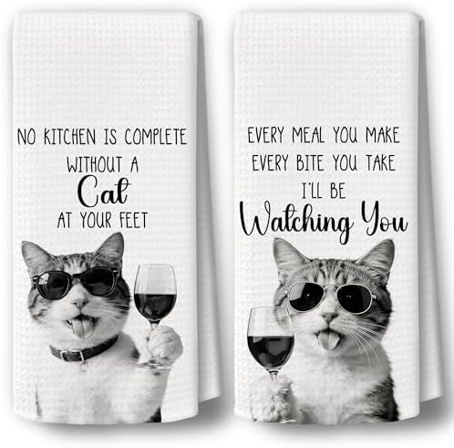 Cat Kitchen Towels Decor Set of 2 by BCUANGD