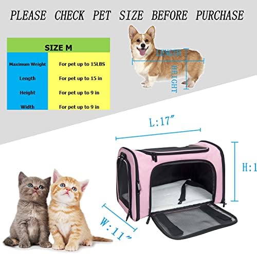 Soft Sided Carrier for Small Medium Cats Dogs, TSA Airline Approved Collapsible - Image 4