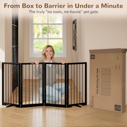 32" Extra Tall Free Standing Dog Gate Indoor, Foldable Pet Gate - Image 5