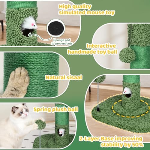 Tall Cat Scratching Post for Indoor Cats, Sisal Scratching Post - Image 3