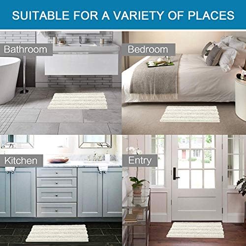 H.VERSAILTEX Bath Mats for Bathroom Non Slip Extra Thick Chenille Striped Bath - Image 6