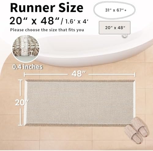 Waffle Bath Mat, Boho Bathroom Rugs Non Slip Washable - Image 2