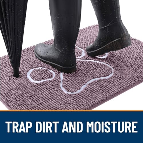 OLANLY Dog Door Mat for Muddy Paws 30x20, Paw Print Design Chenille Mud Mat - Image 2
