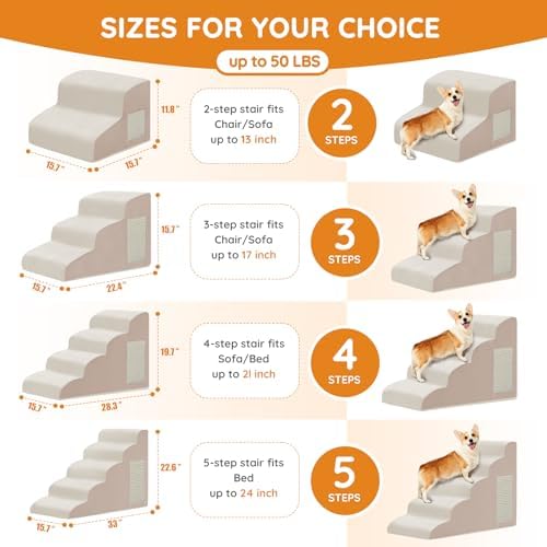 Ahpmeoa Dog Stairs for Small Dogs 15.7" H, Dog Ramp for Bed - Image 2