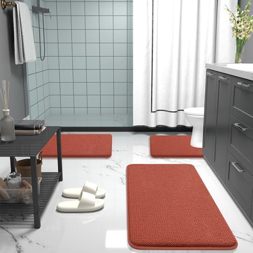 OLANLY Memory Foam Bathroom Runner Rugs 59x24, Long Mats, Rustic Terracotta - Image 7