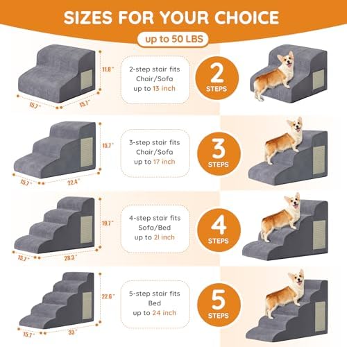 Ahpmeoa Dog Stairs for Small Dogs 22.6" H, Dog Ramp for Bed - Image 2