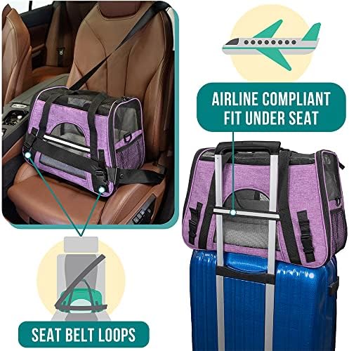 PetAmi Airline Approved Pet Carrier Cats & Small Dogs, Large Heather Purple - Image 6