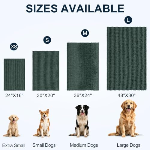 Smiry Dog Door Mat for Muddy Paws 48x30, Ultra Absorbent Chenille Doormat - Image 2