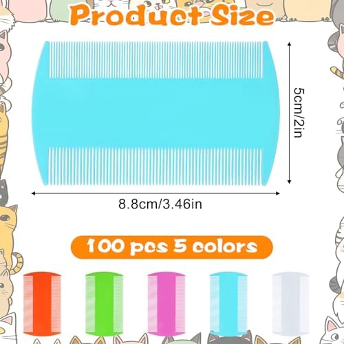 100 Pcs Pet Flea Combs, Double Sided Fine & Wide Tooth Comb - Image 2