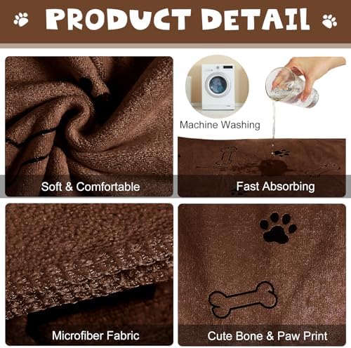 Chumia 4 Pcs Dog Towels for Drying Dog Puppy Bulk Microfiber Absorbent Paw - Image 4