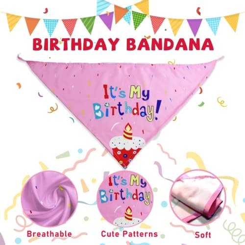 lilfrd 9Pcs Pink Dog Birthday Toy Set, Squeaky Hat Bandana Gift - Image 6