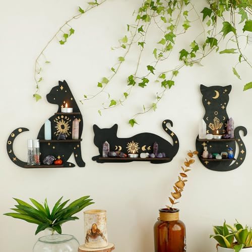 Artilady Crystal Display Shelf Gothic Decor, Cat Floating Shelves Storage by Artilady