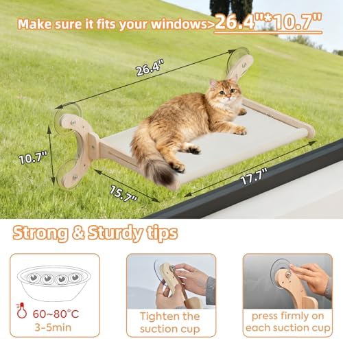 Window Cat Bed, Sturdy Cat Window Perch, Adjustable 4-in-1 Cat Hammock - Image 3