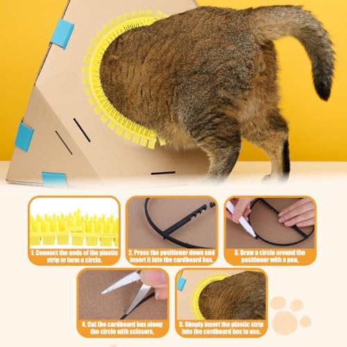Cat Self Groomer Arch for Cardboard Boxes, DIY Tunnel Self-Grooming Brush Hole - Image 5