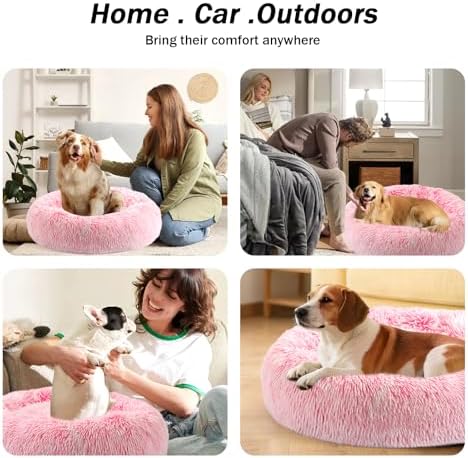 NOYAL Donut Dog Bed for Small Medium Pets, Plush Calming Faux Fur - Image 6