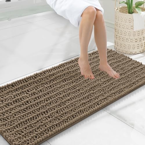 Smiry Bathroom Rugs 47X20, Extra Soft Rubber Backing Chenille Bath Mats by Smiry
