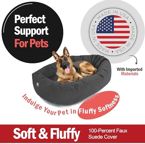 Majestic Pet 52 Inch Suede Calming Dog Bed Washable – Cozy Soft Round Dog Bed - Image 2