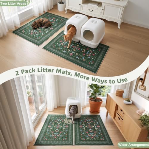 Bienbee Cat Litter Mat, 2 Pack 33" x 22" Machine Washable - Image 5