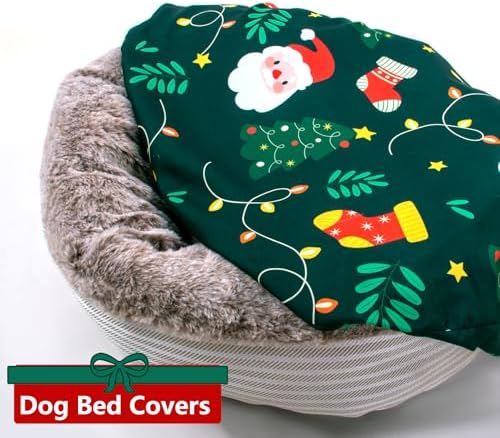 Christmas Round Replacement Dog Bed Elastic Edged Washable Pet Bed Protector - Image 5