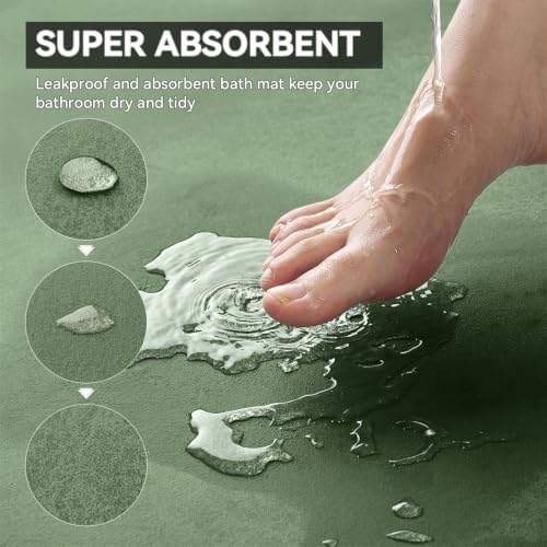 MontVoo -Bath Mat Rug-Rubber Backing Non Slip Quick Dry Absorbent Thin Bathroom - Image 2