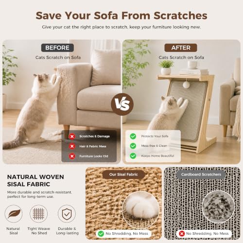 Cat Scratching Post Z-Shaped Cats Scratcher Side Table - Image 3