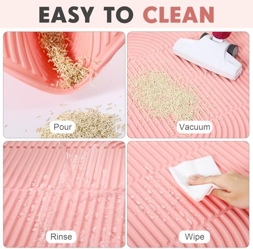 Pink 40"x 28" Cat Litter Mat Extra Large Waterproof Litter Box Mat Kitten Pet - Image 4