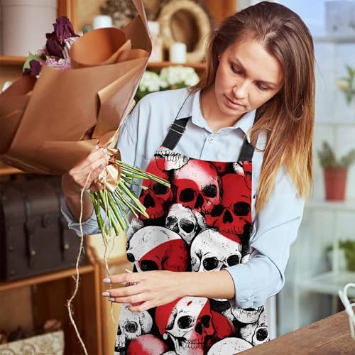 Skull and Blood Pattern Apron Adjustable Neck Bib Apron - Image 6