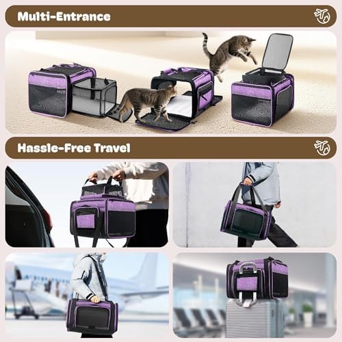 Top and 2 Sides Expandable Cat Carrier 18x11x11 TSA Airline Approved - Image 6