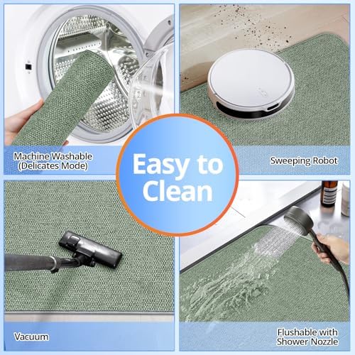 Bathroom Rugs Sets 2 Piece, Thin Bath Mat Absorbent Quick Dry, Machine Washable - Image 5