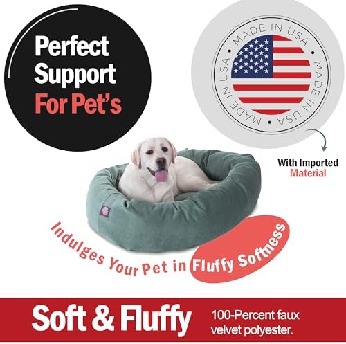 Majestic Pet 40 Inch Micro Velvet Calming Dog Bed Washable – Cozy Soft Round - Image 2