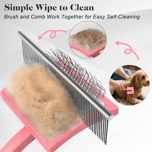 2PCS Slicker Brush for Dogs & Pet Comb, Professional Dog Grooming Brush - Image 5