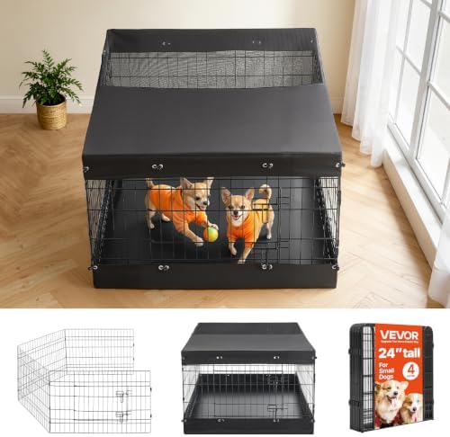 VEVOR Dog Playpen, 24 Inch 4-Panel Metal Puppy Pen by VEVOR