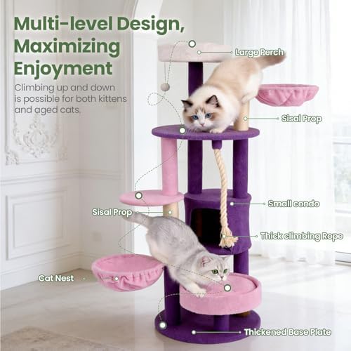 64 Inches Multi Level Cat Tree Tower Indoor Large Cats Furniture - Image 2