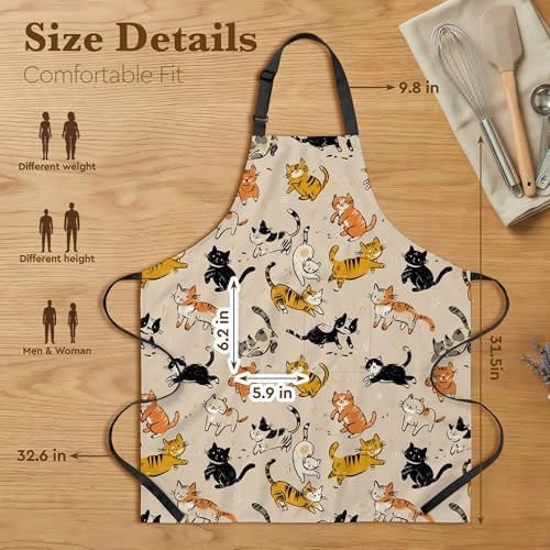 Funny Cat Apron Gift for Women Cat Mom Wife Girlfriend Daughter Friends - Image 2