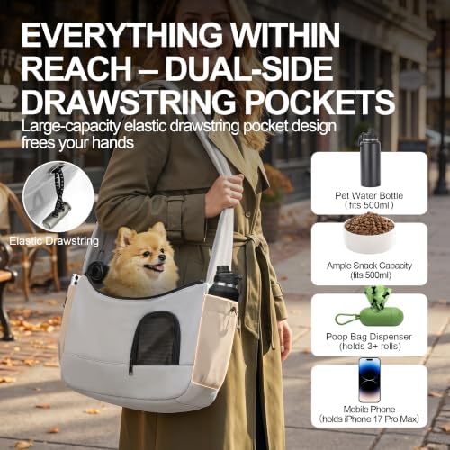 Dog Carrier Sling for Small Dogs & Cats Hand-Free Puppy Sling Purses - Image 6