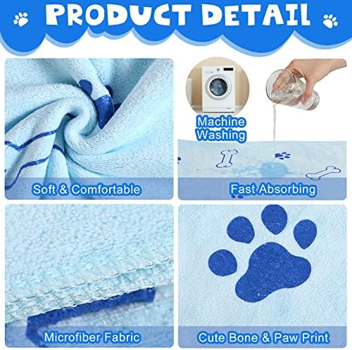 Chumia 4 Pcs Dog Towels for Drying Dog Puppy Bulk Microfiber Absorbent Paw - Image 3