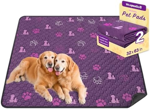 WanpeeGoo Washable Pee Pads for Dogs, Waterproof, 32 x 63 in, 2 Pack by WanpeeGoo
