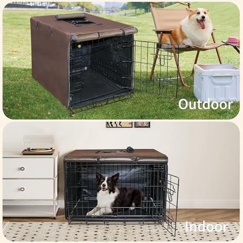 DONORO Dog Crate Cover, Waterproof Pet Kennel Cover 600D Heavy Duty Dog Cage - Image 6