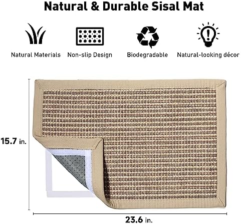 FUKUMARU Cat Scratcher Mat, 23.6 X 15.7 Inch Natural Sisal Cat Scratch Mat - Image 2