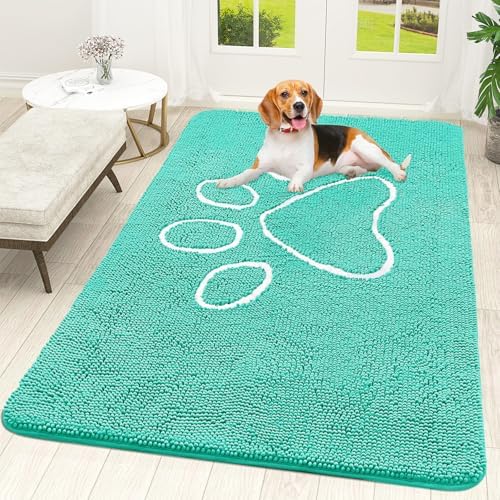OLANLY Dog Door Mat for Muddy Paws 59x35, Paw Print Design Chenille Mud Mat by OLANLY