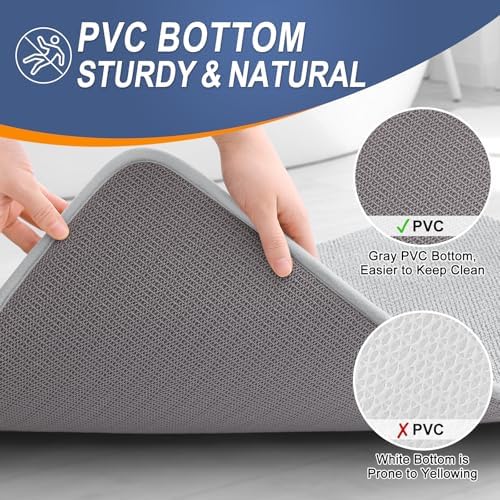OLANLY Memory Foam Small Bathroom Rug 24x16, Absorbent Bath Mat, Light Grey - Image 4