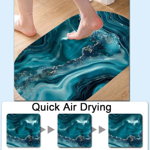 Teal-and-Silver-Agate Super Absorbent Quick-Drying Bathroom Mat Rug, Rubber - Image 5